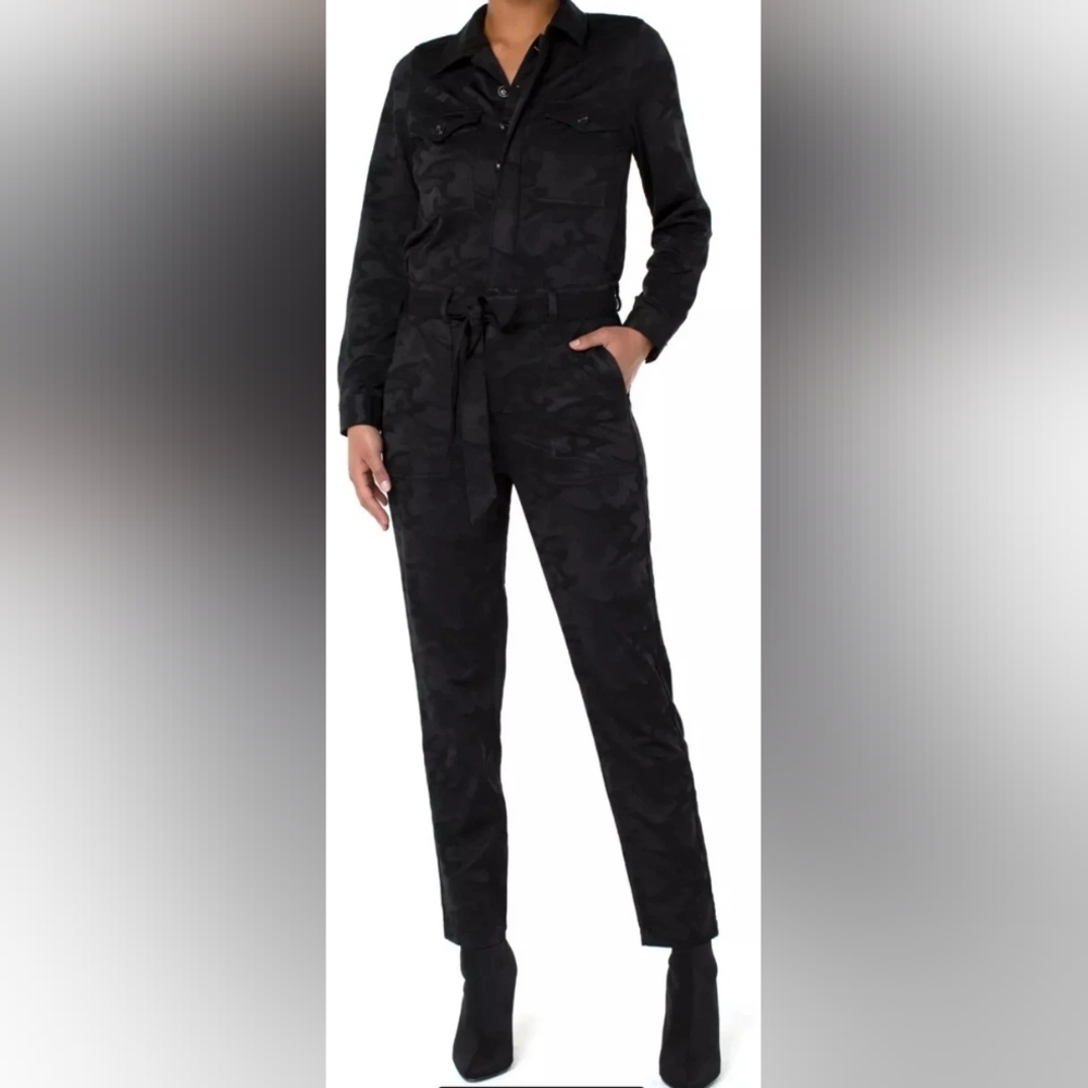 Liverpool Black Camo Utility Jumpsuit